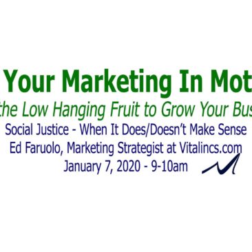 Social Justice Marketing Webinar, Ed Faruolo of Vitalincs.com, Webinar in the Marketing In Motion Series of MarketingDepartmentLV.com